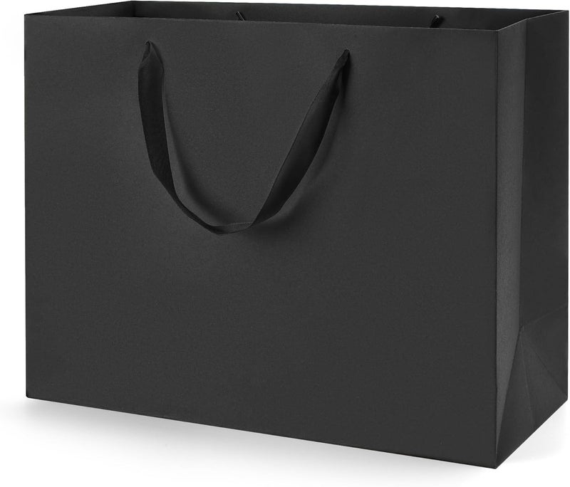 MOXARYSU Extra Large Black Gift Bags: 16x6x12 Inch 3pcs Black Paper Bags With Handles Bulk For Party Shopping Birthday Wedding (XL-3) - Image 1